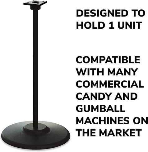 Single Black Metal Stand with Square Base for Candy Gumball Bulk Vending Machines in Kuwait