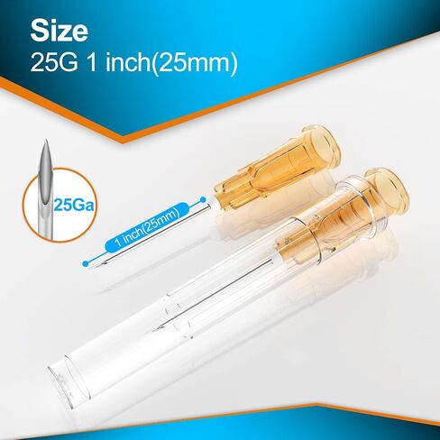 25 Ga 1 Inch 25mm Luer Lock Industrial Dispensing Accessories Supplies, Pack of 100, Individually Packaged in Saudi Arabia