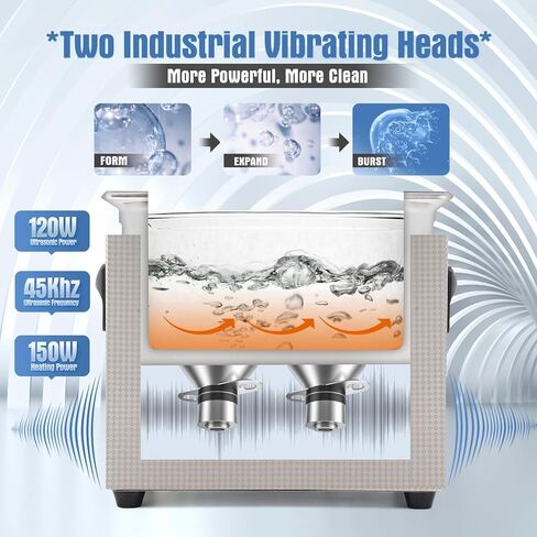 منظف ​​الأجزاء بالموجات فوق الصوتية من Adiding، منظف صوتي مطور بقدرة 120 واط مع سخان ومؤقت رقمي، آلة تنظيف مختبر منظف المجوهرات الاحترافية 45 كيلو هرتز مع سلة لعملات لوحة دوائر المكربن، 3 لتر in Kuwait