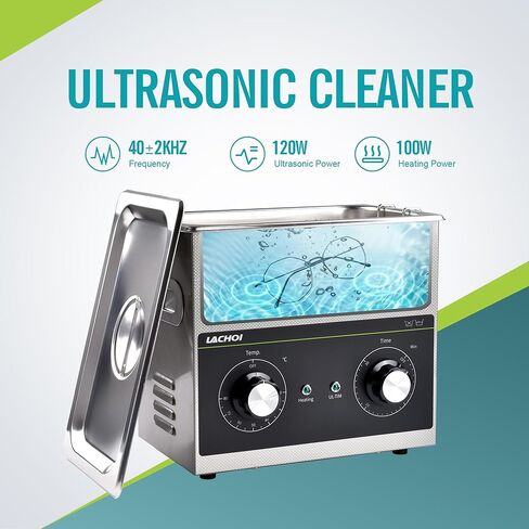 منظفات بالموجات فوق الصوتية 2 لتر آلة تنظيف المجوهرات بالموجات فوق الصوتية مع مؤقت وسخان، 40 كيلو هرتز، منظفات بالموجات فوق الصوتية معمل احترافي من الفولاذ المقاوم للصدأ لأجزاء النظارات وتنظيف الساعات in Kuwait