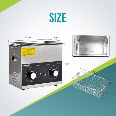 منظفات بالموجات فوق الصوتية 2 لتر آلة تنظيف المجوهرات بالموجات فوق الصوتية مع مؤقت وسخان، 40 كيلو هرتز، منظفات بالموجات فوق الصوتية معمل احترافي من الفولاذ المقاوم للصدأ لأجزاء النظارات وتنظيف الساعات in Kuwait