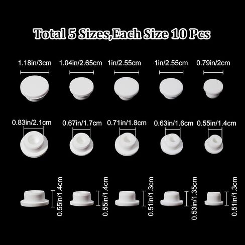 GORGECRAFT 20PCS 5 Sizes White Waterproof Silicone Stopper Bottle Seal Plug Tube Plug Reusable Replacement Bottle Stopper Silicone Hole Plug End Cover Caps Fit for 14 16 17 18 21 mm Hole in Saudi Arabia