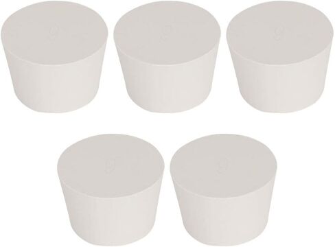 5PK 8# Solid Rubber Stoppers - Size: 1.30" Bottle, 1.61" Top, 1.22" Length - White Tapered Lab Seal Rubber Stoppers in Saudi Arabia