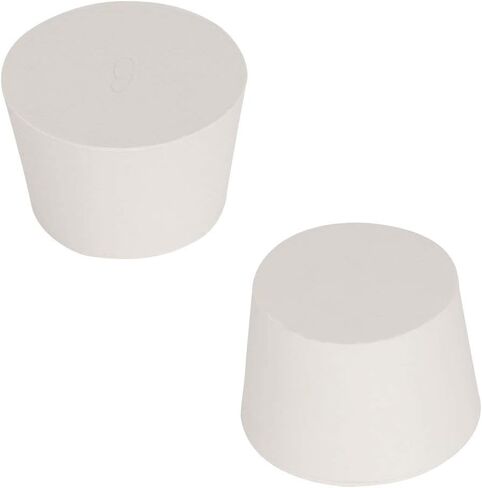 5PK 8# Solid Rubber Stoppers - Size: 1.30" Bottle, 1.61" Top, 1.22" Length - White Tapered Lab Seal Rubber Stoppers in Saudi Arabia