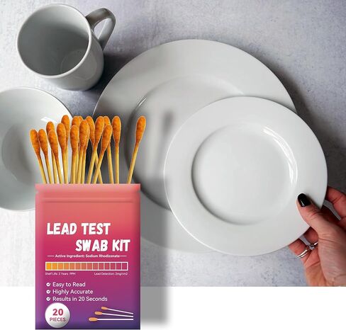مجموعة مسحات اختبار الرصاص (10 قطع من مسحات اختبار الرصاص في كيس قابل للغلق) نتائج لمدة 20 ثانية باستخدام الماء فقط. شرائط اختبار الرصاص للدهانات والأطباق ولعب الأطفال والمعادن والسيراميك والخشب (LSB10) in Kuwait