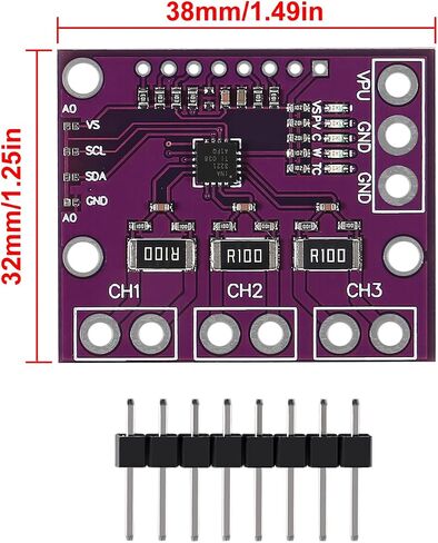 2 قطعة I2C INA3221 مستشعر مراقبة الجهد الحالي ثلاثي القنوات إعادة INA219 وحدة مع كابل (أرجواني) in Saudi Arabia
