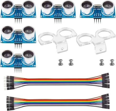 8 قطع وحدة استشعار بالموجات فوق الصوتية HC-SR04 مع 4 قطع مستشعر المسافة المتصاعد متوافق مع مجموعة Arduino، لـ Mega2560، Robot، Duemilanove (8) in Kuwait