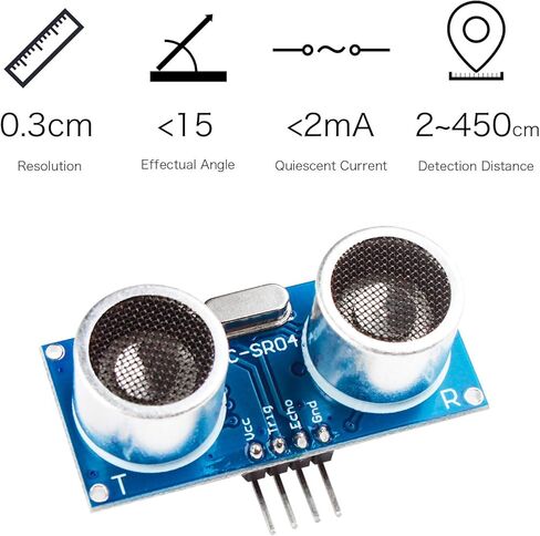 8 قطع وحدة استشعار بالموجات فوق الصوتية HC-SR04 مع 4 قطع مستشعر المسافة المتصاعد متوافق مع مجموعة Arduino، لـ Mega2560، Robot، Duemilanove (8) in Kuwait