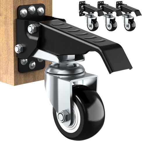 SOLEJAZZ Workbench Caster kit 660 LBS Heavy Duty Retractable Casters Workbench Wheels All Steel Construction Urethane, Bonus Install Template, 4 Casters in Saudi Arabia