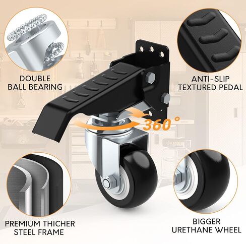 SOLEJAZZ Workbench Caster kit 660 LBS Heavy Duty Retractable Casters Workbench Wheels All Steel Construction Urethane, Bonus Install Template, 4 Casters in Saudi Arabia