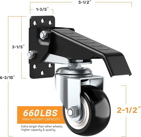 SOLEJAZZ Workbench Caster kit 660 LBS Heavy Duty Retractable Casters Workbench Wheels All Steel Construction Urethane, Bonus Install Template, 4 Casters in Saudi Arabia