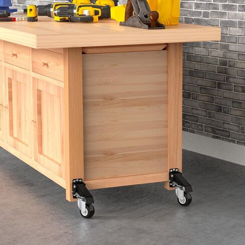 SOLEJAZZ Workbench Caster kit 660 LBS Heavy Duty Retractable Casters Workbench Wheels All Steel Construction Urethane, Bonus Install Template, 4 Casters in Saudi Arabia