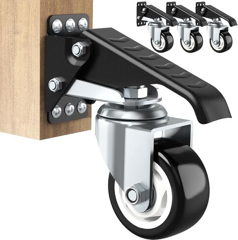 SOLEJAZZ Workbench Caster kit 660 LBS Heavy Duty Retractable Casters Workbench Wheels All Steel Construction Urethane, Bonus Install Template, 4 Casters in Saudi Arabia