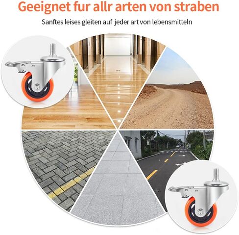 3 inch Casters 1 Inch Thread Stem Casters Heavy Duty Swivel Threaded Stem Caster Wheels with Screw Diameter 1/2''-13x1'' Length 1 Inch Thread Dual Locking Wheel with Brakes Pack of 4 (3 inch) in Kuwait