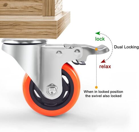 3 inch Casters 1 Inch Thread Stem Casters Heavy Duty Swivel Threaded Stem Caster Wheels with Screw Diameter 1/2''-13x1'' Length 1 Inch Thread Dual Locking Wheel with Brakes Pack of 4 (3 inch) in Kuwait