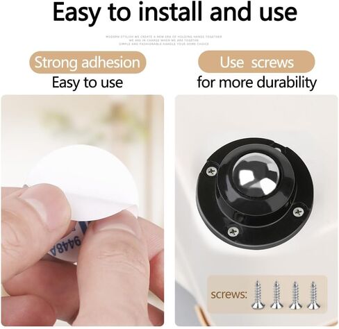 Self Adhesive Caster Wheels for Furniture,Storage Box,Trash Can,PC Stainless Steel Universal Pulley 360 Degree Rotating Adhesive Caster Wheels 1 Inch Low Profile Swivel Wheels Black 4 Pack in Saudi Arabia