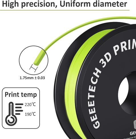 Geeetech Silk PLA Filament 1.75mm for 3D Printer, Metal-Like Shiny Consumable 1kg (2.2lbs) 1 Spool, Dimensional Accuracy +/- 0.03 mm,Metallic Silver in Kuwait