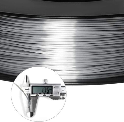 Geeetech Silk PLA Filament 1.75mm for 3D Printer, Metal-Like Shiny Consumable 1kg (2.2lbs) 1 Spool, Dimensional Accuracy +/- 0.03 mm,Metallic Silver in Kuwait