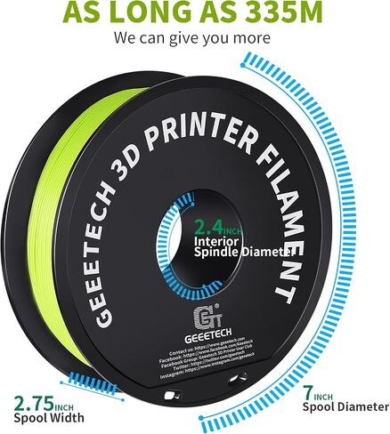 Geeetech Silk PLA Filament 1.75mm for 3D Printer, Metal-Like Shiny Consumable 1kg (2.2lbs) 1 Spool, Dimensional Accuracy +/- 0.03 mm,Metallic Silver in Kuwait