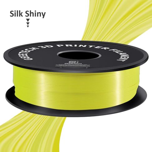 Geeetech Silk PLA Filament 1.75mm for 3D Printer, Metal-Like Shiny Consumable 1kg (2.2lbs) 1 Spool, Dimensional Accuracy +/- 0.03 mm,Metallic Silver in Kuwait