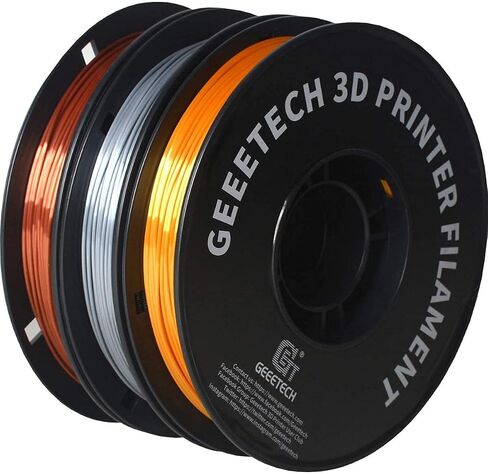 Geeetech Silk PLA Filament 1.75 مم للطابعة ثلاثية الأبعاد، مستهلكات لامعة تشبه المعدن 1 كجم (2.2 رطل) 1 بكرة، دقة الأبعاد +/- 0.03 مم، فضي معدني in Kuwait