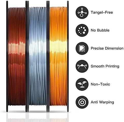 Geeetech Silk PLA Filament 1.75 مم للطابعة ثلاثية الأبعاد، مستهلكات لامعة تشبه المعدن 1 كجم (2.2 رطل) 1 بكرة، دقة الأبعاد +/- 0.03 مم، فضي معدني in Kuwait