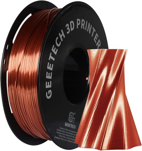 Geeetech Silk PLA Filament 1.75 مم للطابعة ثلاثية الأبعاد، مستهلكات لامعة تشبه المعدن 1 كجم (2.2 رطل) 1 بكرة، دقة الأبعاد +/- 0.03 مم، فضي معدني in Kuwait