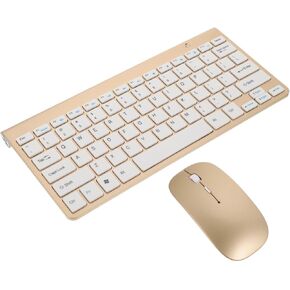 NUOBESTY Wireless Keyboard and Mouse Combo – Compact 2.4G Ergonomic Keyboard Mouse Set with USB Receiver for Computer, Laptop, Desktop, PC – Gold in Kuwait