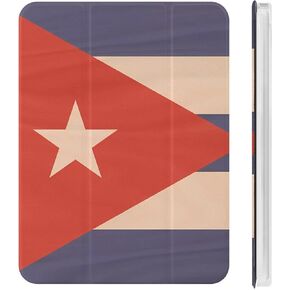 Cuba Flag with Wooden Texture Case with Pen Holder Slim Lightweight Trifold Stand Compatible with iPad mini 4/5/6 Mini6（8.3in） in Kuwait