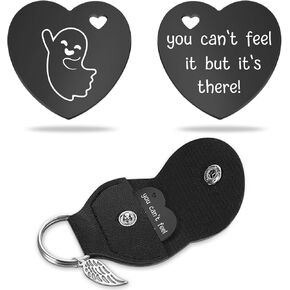 Lasimfa Pocket Hug Whenever You Find Yourself Doubting Black Stainless Steel Double-Sided Heart Shaped Token with Leather Bag Recovery Gifts Teen Boys Girls Sobriety Inspirational Gifts for Women Men in Kuwait