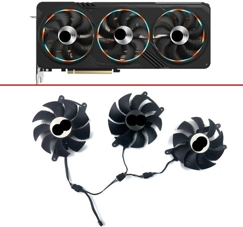 مروحة التبريد 86mm 4pin PLA09215S12H GA92S2U RTX4070 GPU مروحة متوافقة مع RTX 4070 OC V2 12G CARD CARD MONS (Brown) in Kuwait