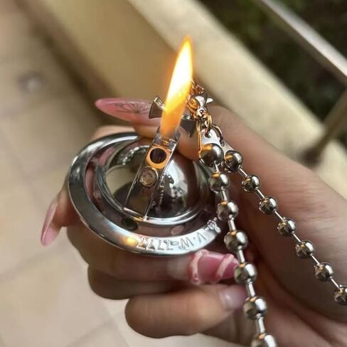 Saturn Necklace Butane Torch Lighter, Refillable Gas Adjustable Soft Flame Lighter, Vintage Sweater Necklace Charm, Suitable for Family and Friends Collection Decoration Gift(Silver) in Saudi Arabia