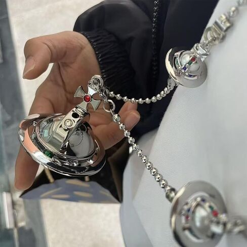 Saturn Necklace Butane Torch Lighter, Refillable Gas Adjustable Soft Flame Lighter, Vintage Sweater Necklace Charm, Suitable for Family and Friends Collection Decoration Gift(Silver) in Saudi Arabia
