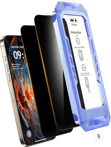2 عبوة لجهاز iPhone 15 Plus/iPhone16 Plus واقي شاشة الخصوصية ، سهلة التثبيت ، مضاد للتجسس ، إزالة التلقائي ، حماية الصف العسكري ، خالية من الفقاعات ، تغطية كاملة ، ودية للحالة ، 9H+ زجاجي. in Saudi Arabia