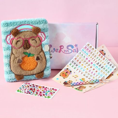 WERNNSAI Unicorn Diary with Lock, Gift for 6 7 8-12 Years Old, Plush Secret Diary Journal Kit for Travel Notebook Notepad Birthday Christmas Gift in Kuwait