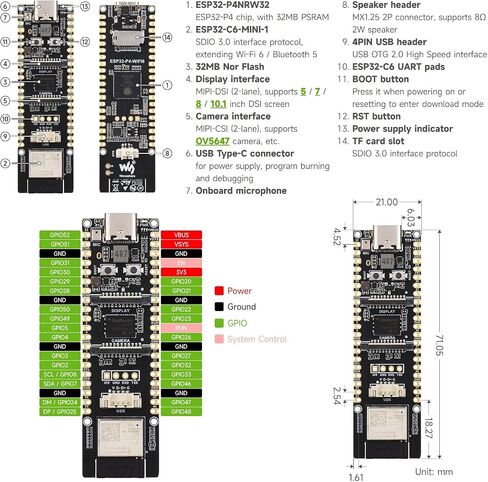 Waveshare ESP32-P4-WIFI6 High-Performance Development Board, Based On ESP32-P4 and ESP32-C6, Supports Wi-Fi 6 and Bluetooth 5/BLE, with Pre-soldered Headers in Saudi Arabia
