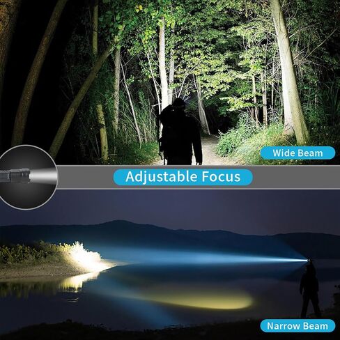 2 Pack LED Rechargeable Flashlights, 90,000 High Lumens Super Bright Flash Light, 7 Modes with COB Light, IPX6 Waterproof, Adjustable Focus Tactical Flashlights for Home Camping and Emergencies in Kuwait