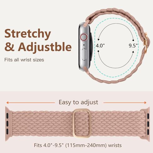 5 pack Stretchy Braided Solo Loop Compatible with Apple Watch Bands 38mm 40mm 41mm 42mm 44mm 45mm 49mm for Women,Elastic Nylon Adjustable Sport bands for iWatch Series 10 9 8 7 6 5 4 3 SE Ultra in Kuwait