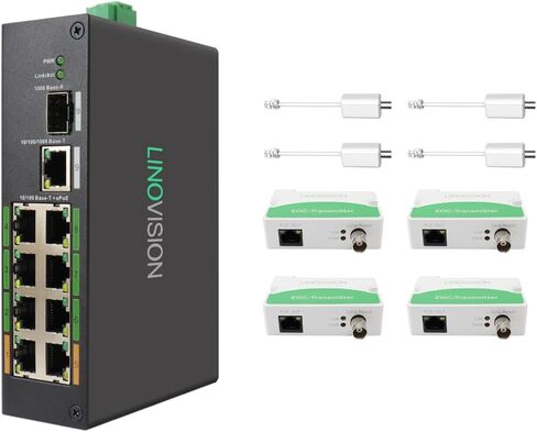 LINOVISION Industrial 8-Port EOC & POE Switch with 6pcs EOC Transmitters in Saudi Arabia