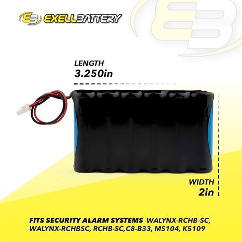 Exell Battery 7.2V 1000mAh NiCD Back-Up Battery for Security Alarm Systems Walynx-RCHBSC, RCHB-SC,C8-B33, MS104, EBC-70, EBC-70-800 in Saudi Arabia