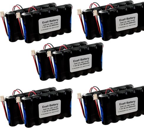 بطارية Exell (10 حزمة 7.2V 1000mAh بطارية احتياطية NICD متوافقة مع أنظمة إنذار الأمان Walynx-Rchbsc ، RCHB-SC ، C8-B33 ، MS104 ، EBC-70 ، EBC-70-800 in Saudi Arabia