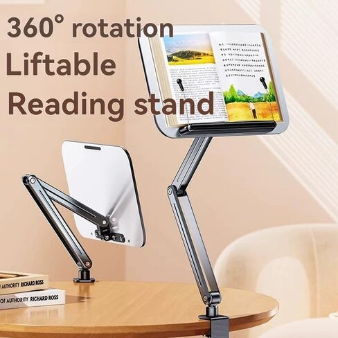 Monitor and Book Arm Stand, Height Adjustable with Gas Spring, 360° Swivel Clamp, 8.7 lbs Capacity, 86.4 cm Screen Support in Saudi Arabia
