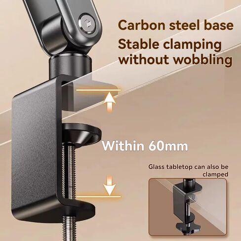 Monitor and Book Arm Stand, Height Adjustable with Gas Spring, 360° Swivel Clamp, 8.7 lbs Capacity, 86.4 cm Screen Support in Saudi Arabia