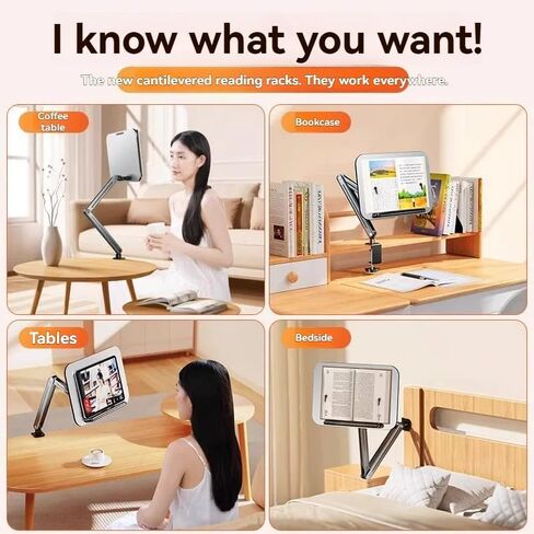 Monitor and Book Arm Stand, Height Adjustable with Gas Spring, 360° Swivel Clamp, 8.7 lbs Capacity, 86.4 cm Screen Support in Saudi Arabia
