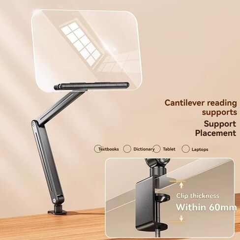 Monitor and Book Arm Stand, Height Adjustable with Gas Spring, 360° Swivel Clamp, 8.7 lbs Capacity, 86.4 cm Screen Support in Saudi Arabia