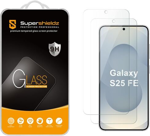 SuperShieldz (حزمة 2) مصممة لـ Samsung (Galaxy S25 Fe) واقي شاشة زجاجي مقسى ، مضاد للخدش ، خالية من الفقاعة in Saudi Arabia