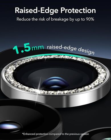 ESR لـ Samsung Galaxy S25 Ultra Camera Lens Protector ، حماة العدسات الفردية ، الزجاج المتقلب للغاية مع تحوّل الألومنيوم ، ودود الحالات ، ومجموعة واحدة ، فضية بريق in Saudi Arabia