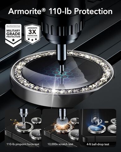 ESR لـ Samsung Galaxy S25 Ultra Camera Lens Protector ، حماة العدسات الفردية ، الزجاج المتقلب للغاية مع تحوّل الألومنيوم ، ودود الحالات ، ومجموعة واحدة ، فضية بريق in Saudi Arabia