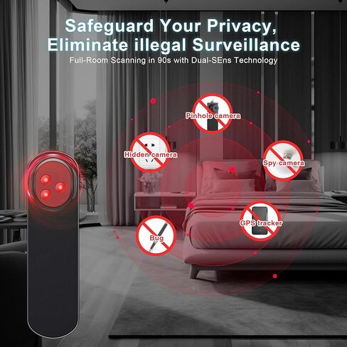 كاشف الكاميرا المخفية المضاد للتجسس مع دقة 99 ٪ ، ابحث عن متتبعات GPS وأجهزة الاستماع واقي خصوصية محمول للفندق/السفر ، كاشف أخطاء RF المضادة للفرقة مع تنبيهات LED والاهتزاز in Kuwait
