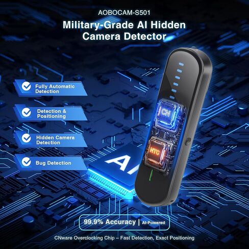 كاشف الكاميرا المخفية المضاد للتجسس مع دقة 99 ٪ ، ابحث عن متتبعات GPS وأجهزة الاستماع واقي خصوصية محمول للفندق/السفر ، كاشف أخطاء RF المضادة للفرقة مع تنبيهات LED والاهتزاز in Kuwait